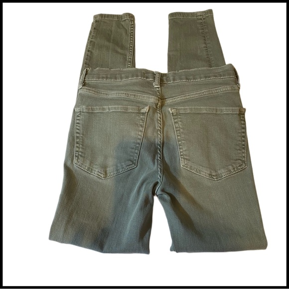 FREE PEOPLE HIGH-WAISTED OLIVE GREEN DISTRESSED SKINNY JEANS - Picture 5 of 12